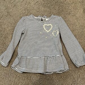 Striped Heart Glitter Peplum Top